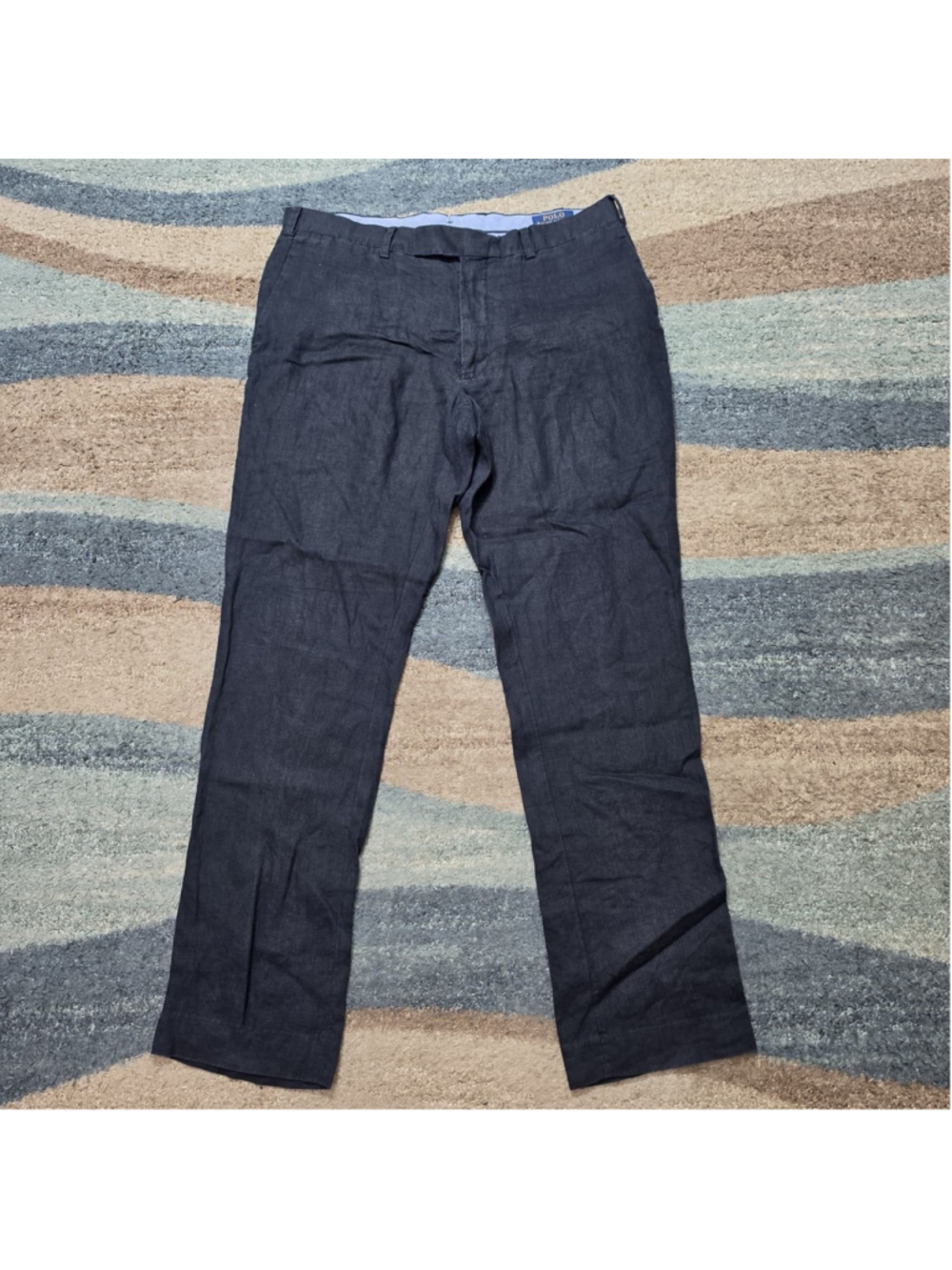 Polo Ralph Lauren Linen Pants Mens 33x30 Black Slim Fit Dress Casual Lightweight